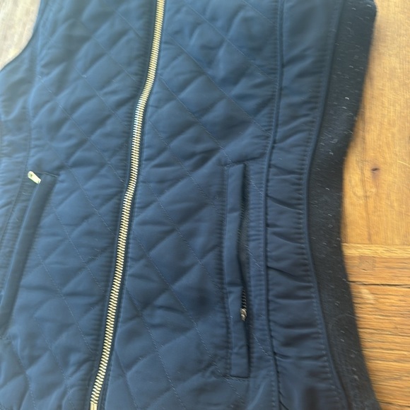 Zara Puffer Vest Women's Size XS Navy Blue Quilted Equestrian Pockets Fall - Picture 5 of 8